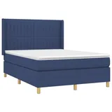 vidaXL Boxspringbett mit Matratze & LED Blau 140x200 cm Stoff