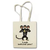 Urban Backwoods Beuteltasche Look Behind You Stofftasche Monkey The Game Secret Of Affe Nerd Island (1-tlg), Three Headed Monkey Kult beige