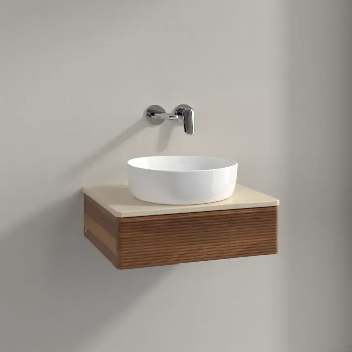 Villeroy und Boch Antao Waschtisch-Unterschrank K07113HM 60x19x50cm, Waschbeckenplattenfarbe botticino, warm walnut