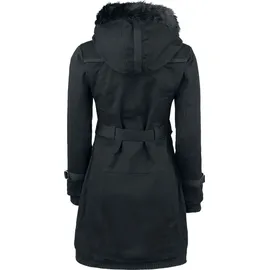 Gothicana by EMP Damen schwarze Winterjacke mit Taillengürtel 5XL - 5XL