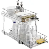 Vevor Ausziehbarer Spülschrank-Organizer mit 2 Ebenen unter Waschbecken (304x533x385 mm) Gewürzregal Küchenregal Lagerregal Organizer für Küche Badezimmer 334x563x485 mm (Einbaumaß)