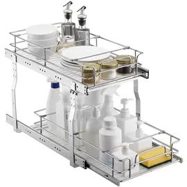 Vevor Ausziehbarer Spülschrank-Organizer mit 2 Ebenen unter Waschbecken (304x533x385 mm) Gewürzregal Küchenregal Lagerregal Organizer für Küche Badezimmer 334x563x485 mm (Einbaumaß)