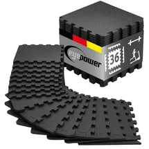Eyepower Bodenschutzmatten 30 x 30 x 1 cm, 36er Set Schwarz,