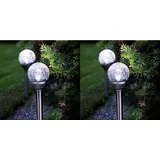 technik@all BUVTEC LED-Solar-Steckleuchten, Crakleglas, 4er Set