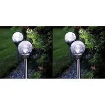 technik@all BUVTEC LED-Solar-Steckleuchten, Crakleglas, 4er Set
