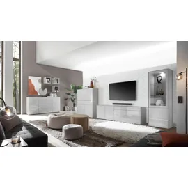 Mäusbacher Imola Highboard Holzwerkstoff 121x145x42 cm, - Anthrazit matt lack/Glas Anthrazit glanz),