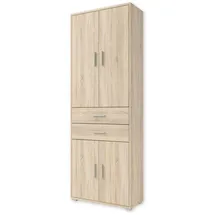 Stella Trading Office Line Aktenschrank in Eiche Sonoma Optik-Hoher Büroschrank mit 4 Türen-Modernes Büromöbel Komplettset, Holzwerkstoff, 79 x 220 x 35 cm