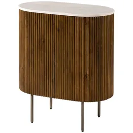 MASSIVMOEBEL24.DE Kommode Mango 65x38x76 braun lackiert / Marmor weiß BARCELONA #215