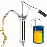 BlingBin Ölabsaugpumpe Hebelpumpe Handpumpe Fasspumpe Ölabsaugpumpe abnehmbare Düse (1 Stück, 1-tlg., 20L/min für 5-55 Gallonen Fässer), mit Teleskopsaugrohr für Kraftstoffe, Diesel, Schmierstoffe, Öle silberfarben