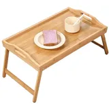 little dove Tabletttisch Bambus Betttisch Betttablett Klappbar Serviertablett Frühstückstablett beige