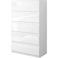 Hti-Living HTI-Living, Kommode + Sideboard, Kommode Kenji 5 Schubladen Hochglanz Weiss