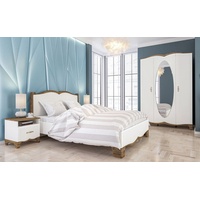 Feldmann-Wohnen Schlafzimmer-Set Tiffany, (1 Doppelbett 160 x 200 cm - 1 Kleiderschrank - 2 Nachttische, Französischer Landhaus-Stil, Soft-Close-Funktion, Griffe aus Metall), 4-teilig Bett 160x200cm weiß Eiche Provence weiß
