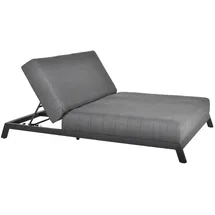 Home Deluxe Sonnenliege Grau, Naturmaterialien, 144x38x203 cm, Gartenmöbel, Gartenliegen