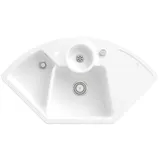 Villeroy & Boch Solo Eck Stone White Keramikspüle Excenterbetätigung Eckspüle 90 cm Unterschrank