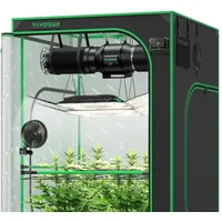 VIVOSUN Gewächshaus VIVOSUN Growbox Komplettset PRO, BxTxH: 120 x 120 x 200 cm, Komplettset inkl. Beleuchtung, Belüftung und WiFi Steuerung, 2x AeroLight Wing 200W LED, T6 Abluftsystem und E42A+ Controller 120 cm x 200 cm x 120 cm