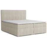 dein schlaf 24 BOXBETT LOFT IV 180/200 Cord Creme mit Taschen-Federkernmatratzen 7 Zonen H4 - Creme