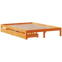 vidaXL Massivholzbett 140 x 200 cm Wachsbraun