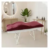 STM Company Massageliege Memory Foam Wellenmatratze für Kosmetikliege (180x60 cm / 190x70 cm, mit Veloursbezug), Anatomischer Lash Topper für Wimpern, PMU & Kosmetik rot 190x70 cm