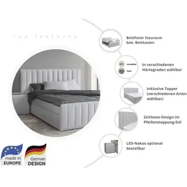 INOSIGN Boxspringbett INOSIGN "Effy inkl. Bettkasten und Topper, erhältlich in der Breite 180x200cm", beige (cream), B:203cm L:217cm, Holz teilmassiv, Holzwerkstoff, Spanplatte, Komplettbetten, Boxspringbett, wahlweise in H3 oder H4 wählbar