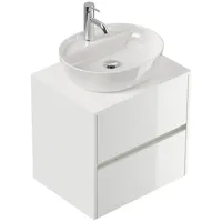 Magnolia home Badmöbel Taifun 60cm mit ovalem Aufsatzwaschbecken weiß