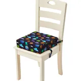 Chickwin Sitzerhöhung Stuhl Kind, Waschbar Bebe Tragbar Sitzkissen Kinder Tragbares Boostersitze Verstellbar Zerlegbar Kleinkind Sitzerhöhung Kissen für Esstisch Reise (Raumschiff,32 * 36 * 9cm)