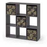 Vicco Raumteiler Nove Schwarz Faltbox Wohnzimmer Regal 104x108 cm mit 4 Faltboxen opt.1,