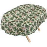 ANRO Tischdecke abwaschbar Oval 180 x 140 cm Dunkelgrün