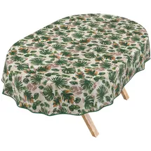 ANRO Tischdecke abwaschbar Oval 180 x 140 cm Dunkelgrün