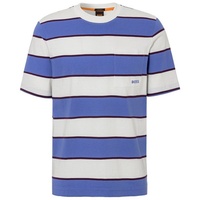 Boss Herren Te Stripes T-Shirt aus Baumwoll-Jersey mit Blockstreifen Lila M