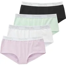 BENCH Panty BENCH., Mädchen, Gr. 170/176, 4 Stk., flieder, mint, weiß, schwarz, Jersey, Obermaterial: 92% Baumwolle, 8% Elasthan, unifarben, körpernah, Unterhosen Panty, Mädchen - mit weichem Logo-Bündchen
