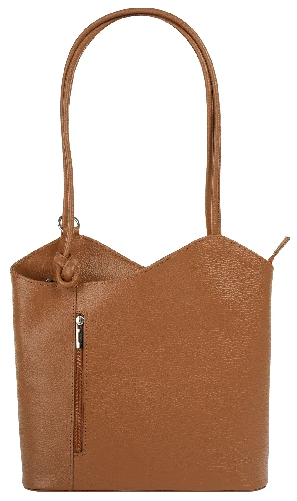 Cityrucksack CLUTY, Damen, Gr. B/H/T: 29cm x 28cm x 9cm, onesize, braun (cognac), Leder, Rindsleder, beschichtet, leicht glänzend, Rucksäcke Cityrucksack, echt Leder, Made in Italy