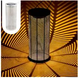 Marrakesch Orient & Mediterran Interior Marrakesch Solarlaternen Solarlampen für außen mit Henkel aus Metall 30cm Groß | Boho Deko Outdoor Solar LED Laterne Wetterfest Bamba Weiss IP65 Wasserdicht als Gartendeko im Garten