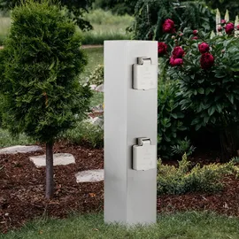 LEDINO Vierfachsteckdose Außen Wetterfeste Steckdose IP44 Stromsäule Garten, Edelstahl silber, HxLxB 39x9,2x10,8 cm, Terrasse