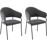byLIVING Esszimmerstuhl Curve Stoff dunkelgrau 2er Set