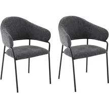 byLIVING Esszimmerstuhl Curve Stoff dunkelgrau 2er Set