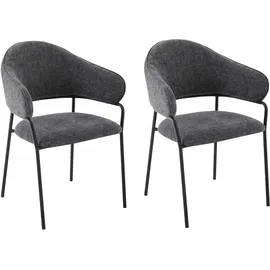 byLIVING Esszimmerstuhl Curve Stoff dunkelgrau 2er Set