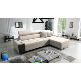 kaiser möbel Bequemes Ecksofa mit Schlaffunktion MORENA I MAXI Uttario Velvet Beige Rechts - Beige