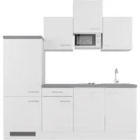 Flex-Well Küchenzeile Kopenhagen 210 cm Weiß matt - Beton Grau