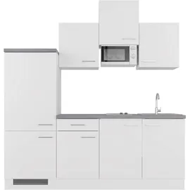 Flex-Well Küchenzeile Kopenhagen 210 cm Weiß matt - Beton Grau