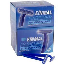 Teqler Einmalrasierer T-370650, rasiert jede Haarlänge sanft, sicher und hautschonend, blau (100-er Pack)