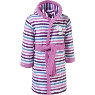Erwin Müller Kinderbademantel Kinder-Bademantel mit Kapuze, Rückenlänge: 75 cm, Frottier, mit Kapuze, default, Walk-Frottier Streifen blau|lila|rosa Rückenlänge: 75 cm | 122/128