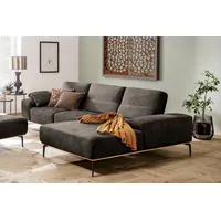 W.SCHILLIG Ecksofa run, Designsofa mit tollem Sitzkomfort, bequem, L-Form, mit Holzsockel, Füße in Schwarz pulverbeschichtet, Breite 319 cm grau
