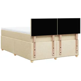 vidaXL Boxspringbett mit Matratze Creme 140x200 cm Stoff vidaXL