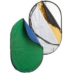 BRESSER Fotohintergrund BR-TR2 7-in-1 Faltdiffusor Faltreflektor Falthintergrund 90x120cm blau|grün|schwarz|silberfarben|weiß