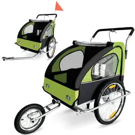 SAMAX Fahrradanhänger 2in1 Jogger - in Grün/Schwarz - Silver Frame