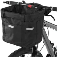 STILVORA Fahrradkorb abnehmbarer Fahrradkorb vorne Lenkerkorb Handtasche,Haustiertasche (Abnehmbare Lenkerkorb Aluminiumlegierung Rahmen, 1-tlg., 33 × 24 × 23 cm, 600D Oxford-Stoff, Tragkraft bis 5 kg), mit Lenkeradapter für Kleiner Hund Mountain Picknick Einkaufen schwarz