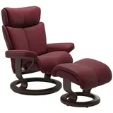 STRESSLESS Sessel mit Hocker Magic Classic Leder Rot Batick Bordeaux M (Medium)