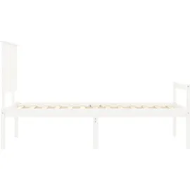vidaXL Seniorenbett mit Kopfteil Weiß Massivholz