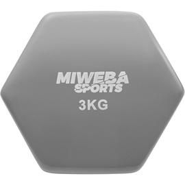 MIWEBA Sports Vinyl-Hanteln NKH110 | Gymnastikhanteln im 2er-Set - 1-3 Kg - Rutschfest - Bodenschonend Grau) / 2x 3.0 kg,