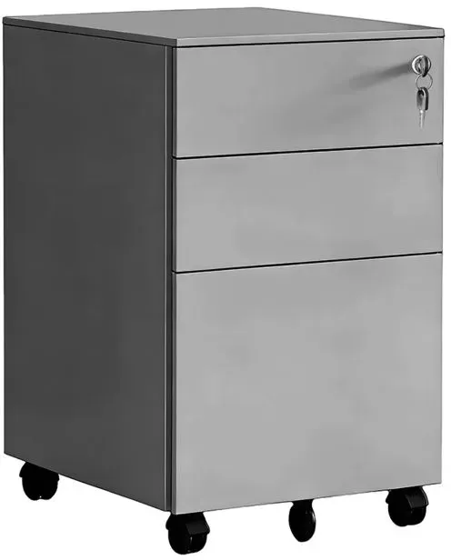 Relaxdays Abschließbarer Rollcontainer aus Metall Schwarz,Grau